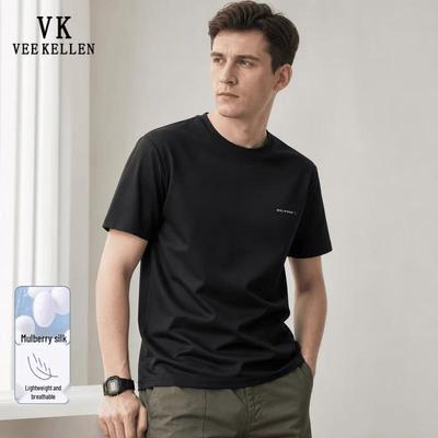 Мужская дышащая футболка с коротким рукавом VEE KELLEN из смесовой шелковой ткани