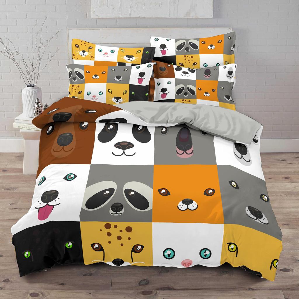 Комплект постельного белья с 3D мультяшными животными и сложенным одеялом и наволочкой с рисунком кошки, 2 или 3 предмета, AU240 * 270, крупногабаритное украшение для дома