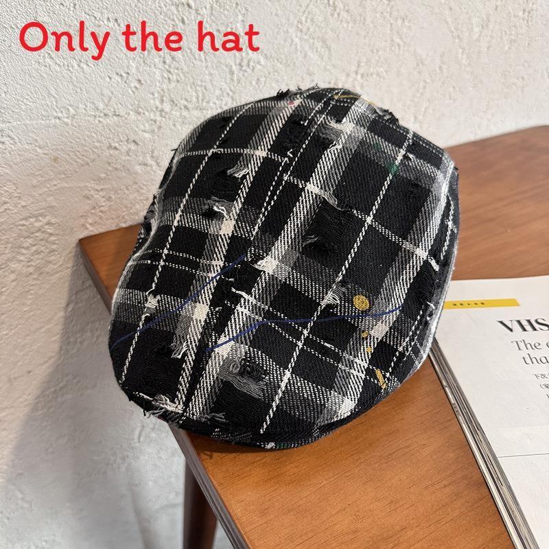 Ретро берет в клетку с ветрозащитным козырьком для повседневной носки и для законодателей моды