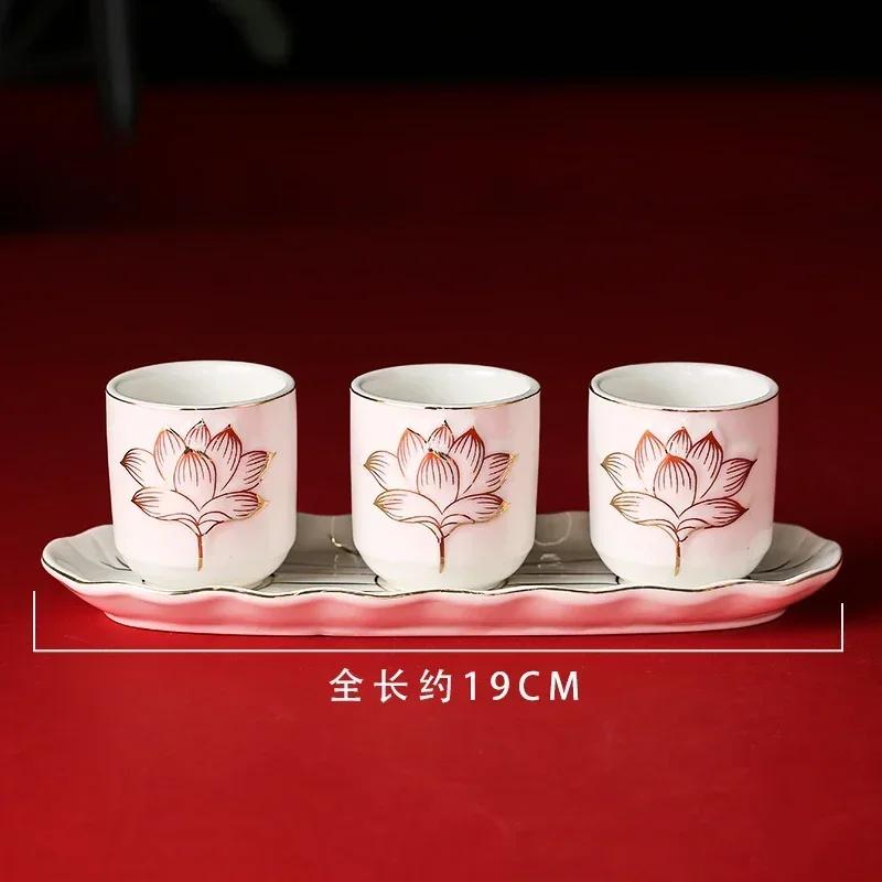 4 шт./лот Китайская креативная керамическая чашка для воды для использования Буддой: Бытовая чашка для воды Лотос Бодхисаттвы перед Буддой Фэн-шуй