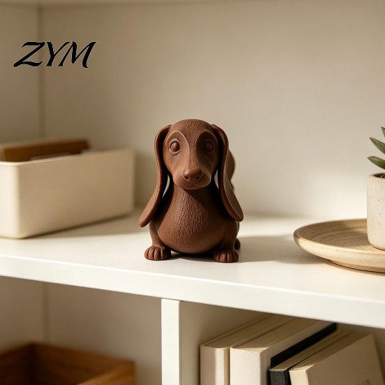 Handcrafted Look Animal Models Vintage Dachshund Dog Figurine, Wiener Statue, Rustic Tabletop Retro Style Interior Decor Ornament, Cute Puppy