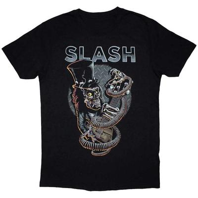 Slash Skull Guitar Snake Top Hat T-shirt
