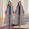 Elegant Middle Eastern Embroidered Long-Sleeve Abaya Evening Dress