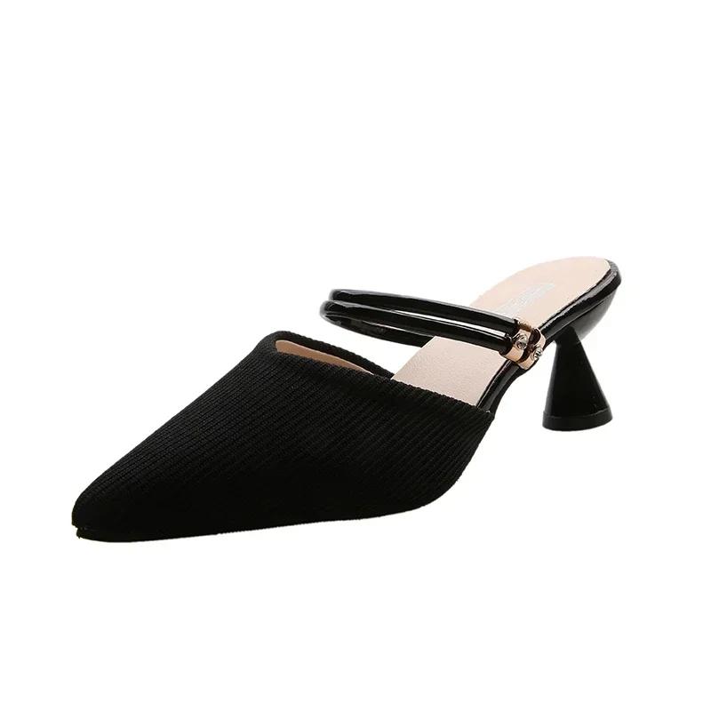 Fashion Shoes Female 2024 Hot Sale Plus Size Women's Slippers Sexy Pointed Toe Dress Slippers Women Fashion Closed Toe Heels Women