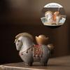 Money Horse Tea Pet with Thermal Color Change Resin Tea Table Ornament with Wealth Blessing Traditional Chinese Desk Decor