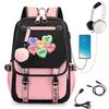 KATSEYE Girl Group Cartoon Backpack USB Charging Port Student Bookbag 60123-1 Lightweight Casual