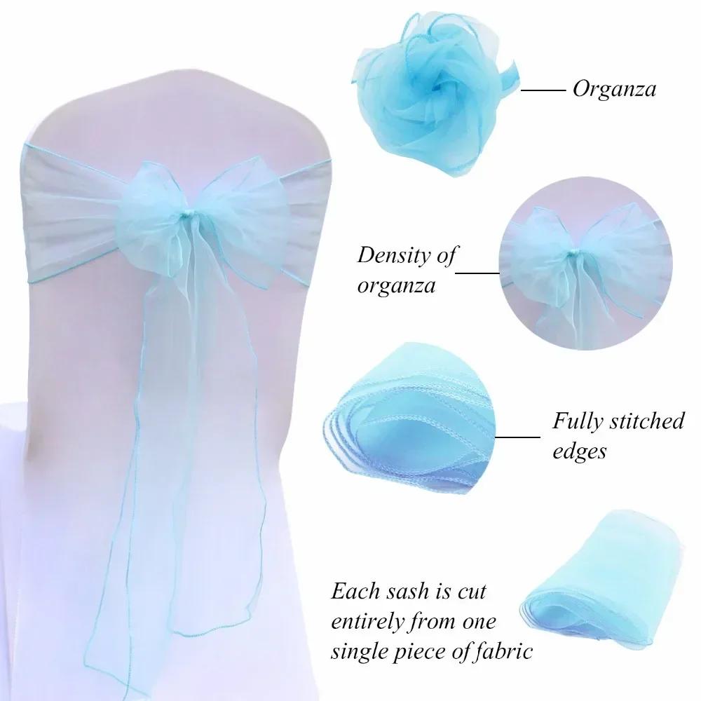 25Pcs Chairs Sashes for Wedding Chair Covers Chair Bow Sashes Chairs Ribbons for Party Ceremony Wedding Chair Decoration