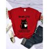 Black Cat To Do List Pattern T-shirt Fun Cat Coffee Round Neck Short Sleeve Fashion Versatile Women's Top