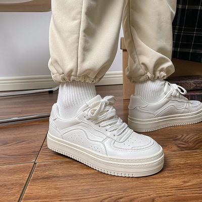 Спортивная белая обувь на толстой подошве в стиле ретро, ​​повседневная женская обувь