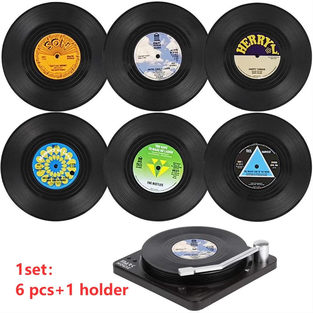 6/7 шт. виниловые пластинки коврики для стола подставки под напитки настольные салфетки креативные подставки под кружки кофе термостойкие нескользящие коврики