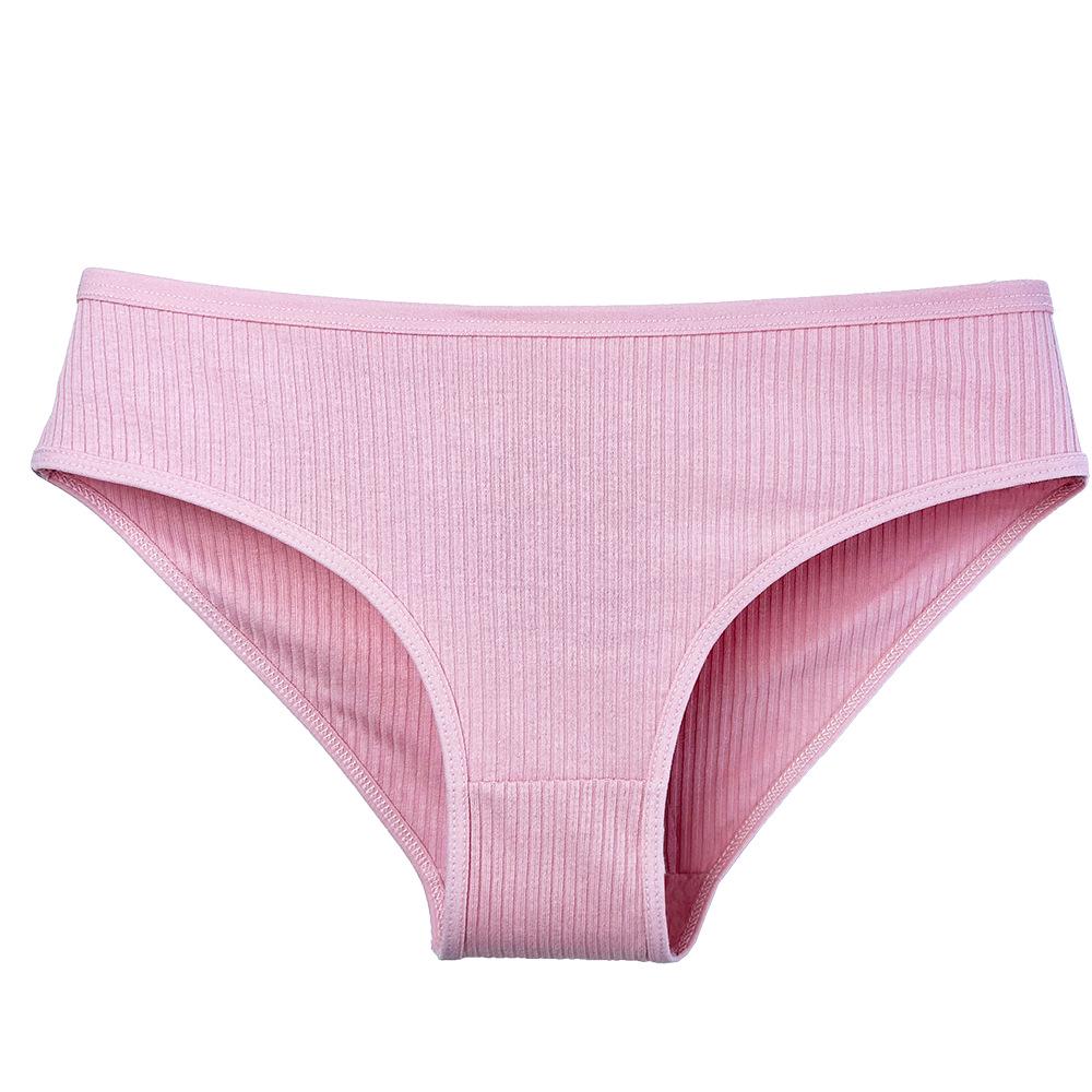"Women's Mid-Waist Breathable Cotton Striped Briefs"