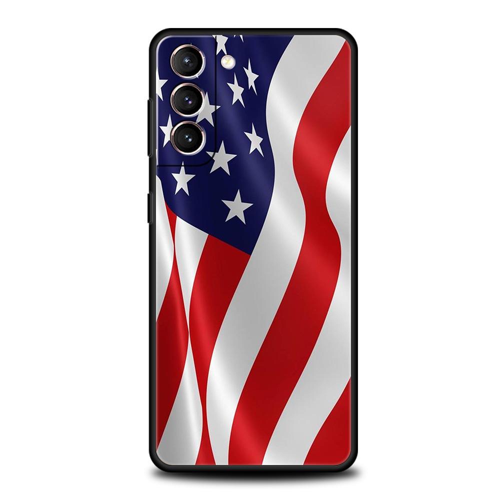 Американский флаг США Чехол для телефона для Samsung Galaxy S26 Ultra S25 Plus S24 FE S23 S22 5G S21 S20 Черный Мягкий