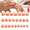 Gradient Orange False Nail Stickers Short Style 24 Pcs Ins Popular Brand Simple Style