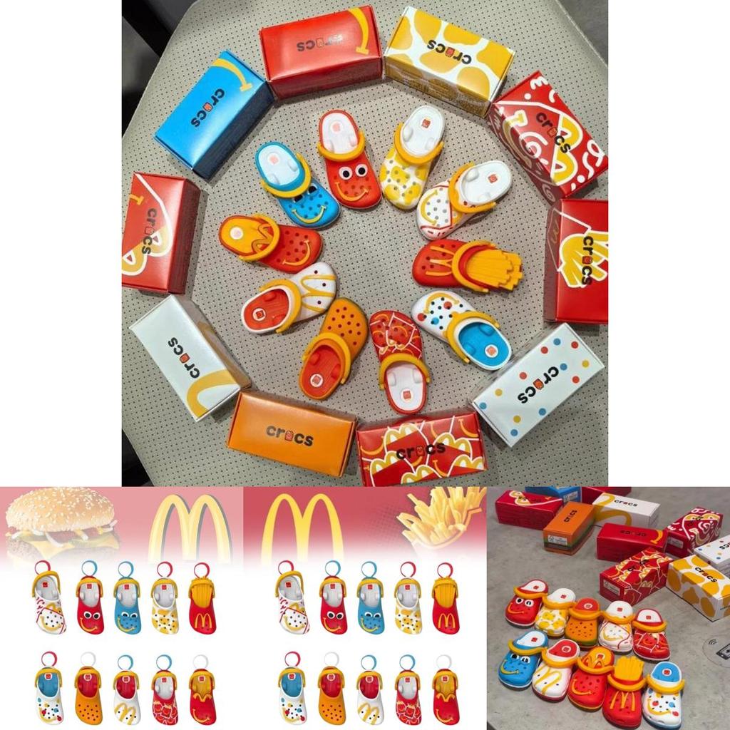 Веселые и красочные миниатюрные игрушечные брелоки-тапочки Crocs McDonald's для детей и взрослых