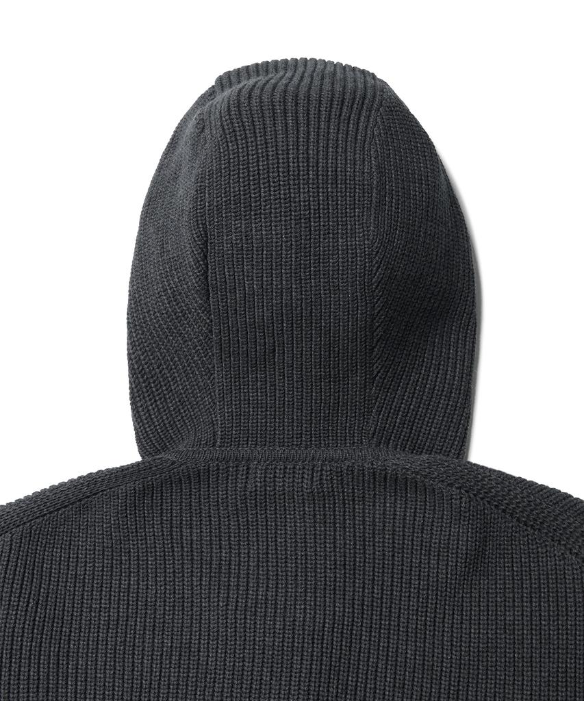MUSINSA STANDARD Ribbed Knit Hooded Zip-Up [Medium Gray]
