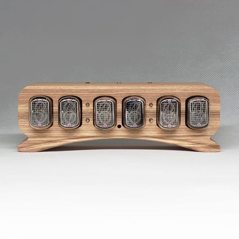 IN12 Nixie Tube Clock Solid Wood Desk Clocks Interior Minimalist Desktop Digital Tube Clock Unique Elegant Table Clocks Living Room Decor Ornaments
