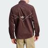 Adidas Originals Embroidered Logo Long Sleeve Sports Shirt Men Tops Dark-Grey Brown II5786