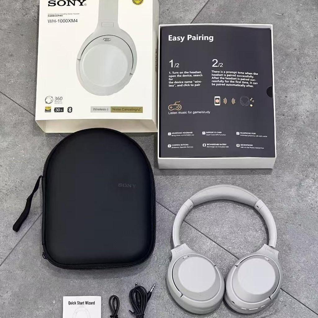 Active Noise Cancelling XM4ANC Wireless Over-Ear Headphones with Leather Case & Logo