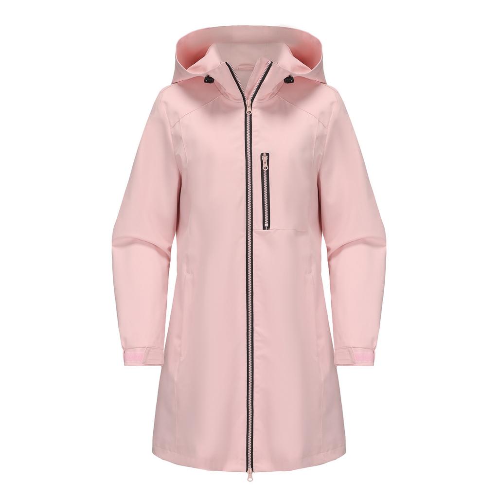 Outdoor Sports Waterproof Windbreaker Women's Hooded Long Sleeved Spring and Autumn Coat Loose Casual Windproof Women's Clothing