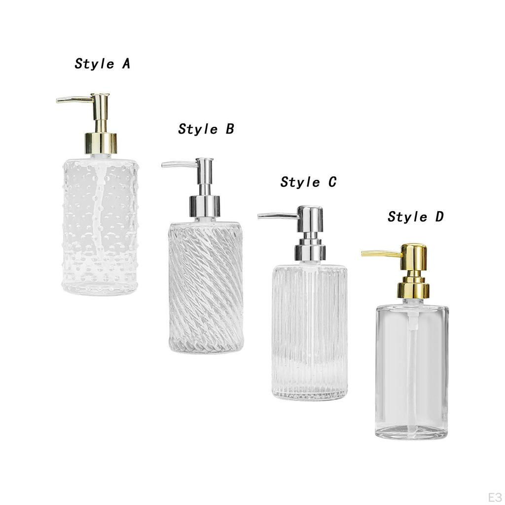 Clear Glass Soap Dispenser Empty 420ml Lotion Bottle Pump Container for Home Laundry