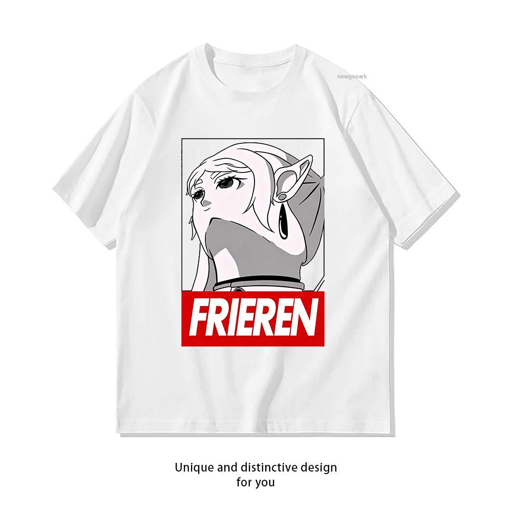 Anime MEME Frieren Tshirt Summer Cotton Woman Man Graphic T Shirts Adult Oneck Breathable Tops S3XL