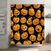 Halloween-themed pumpkin shower curtain with vivid patterns for home decoration waterproof fabric, easy installation