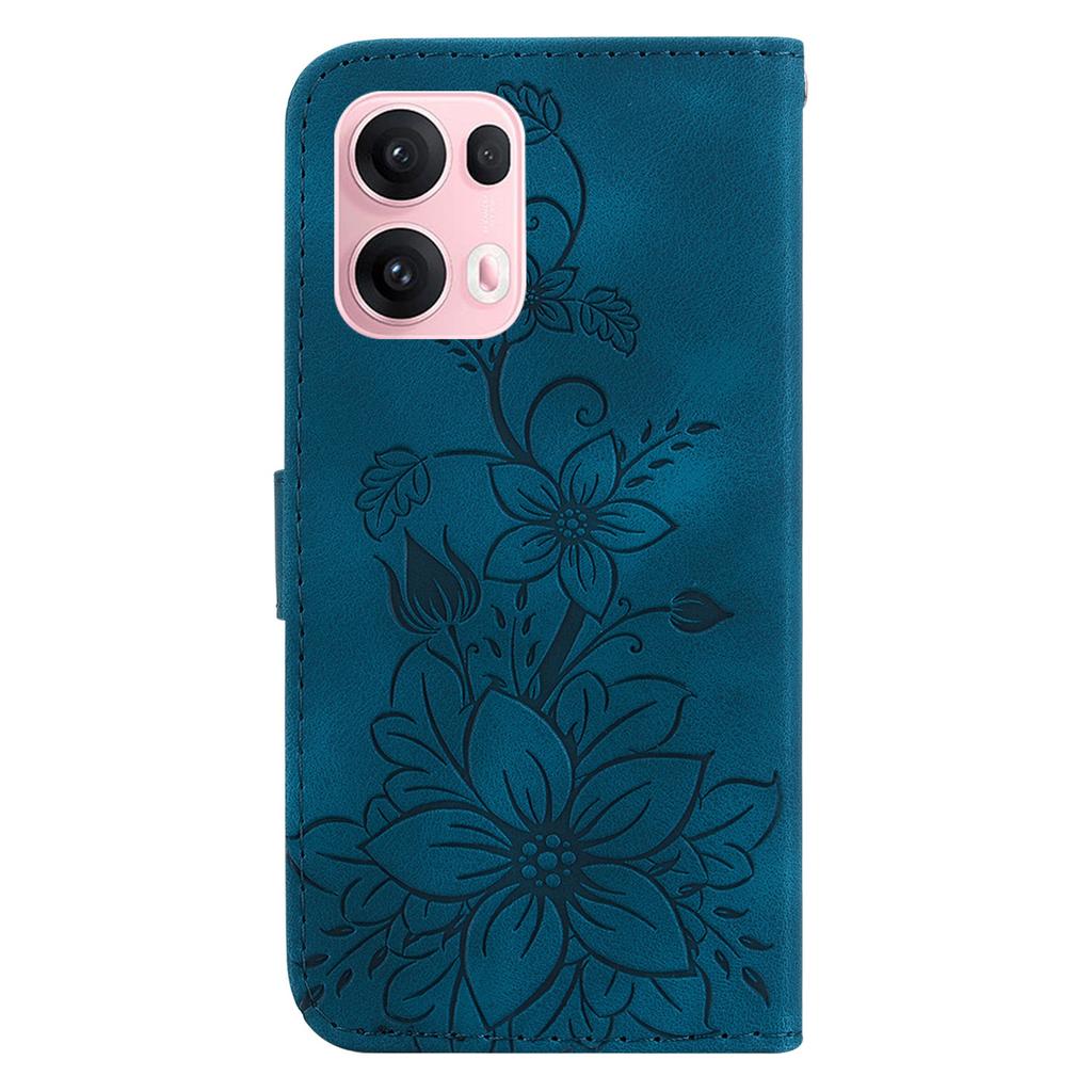 For Oppo Reno13 Pro 5G Case Lily Flower Imprint Leather Phone Cover with Stand