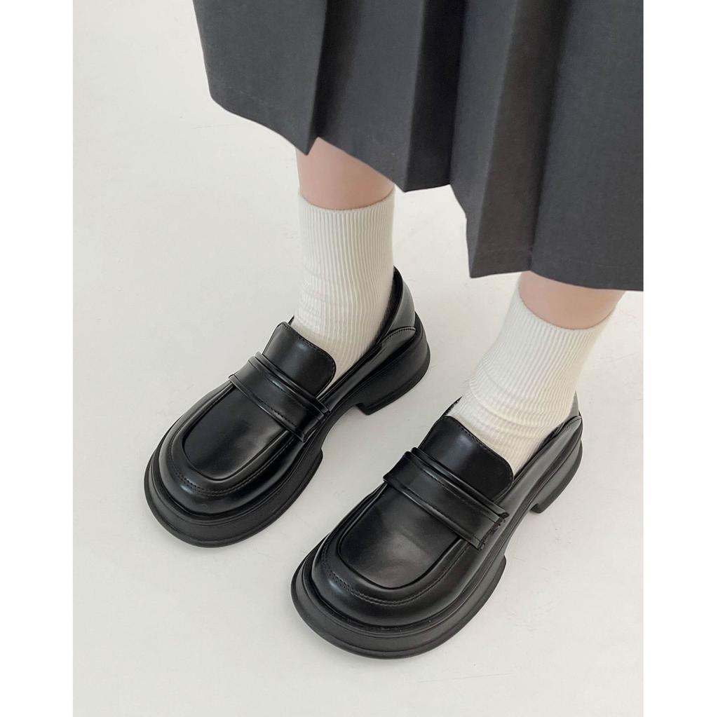 Женские мокасины Queen Fan French на платформе, новые осенне-зимние универсальные туфли на толстом каблуке в ретро-британском стиле, маленькие кожаные туфли