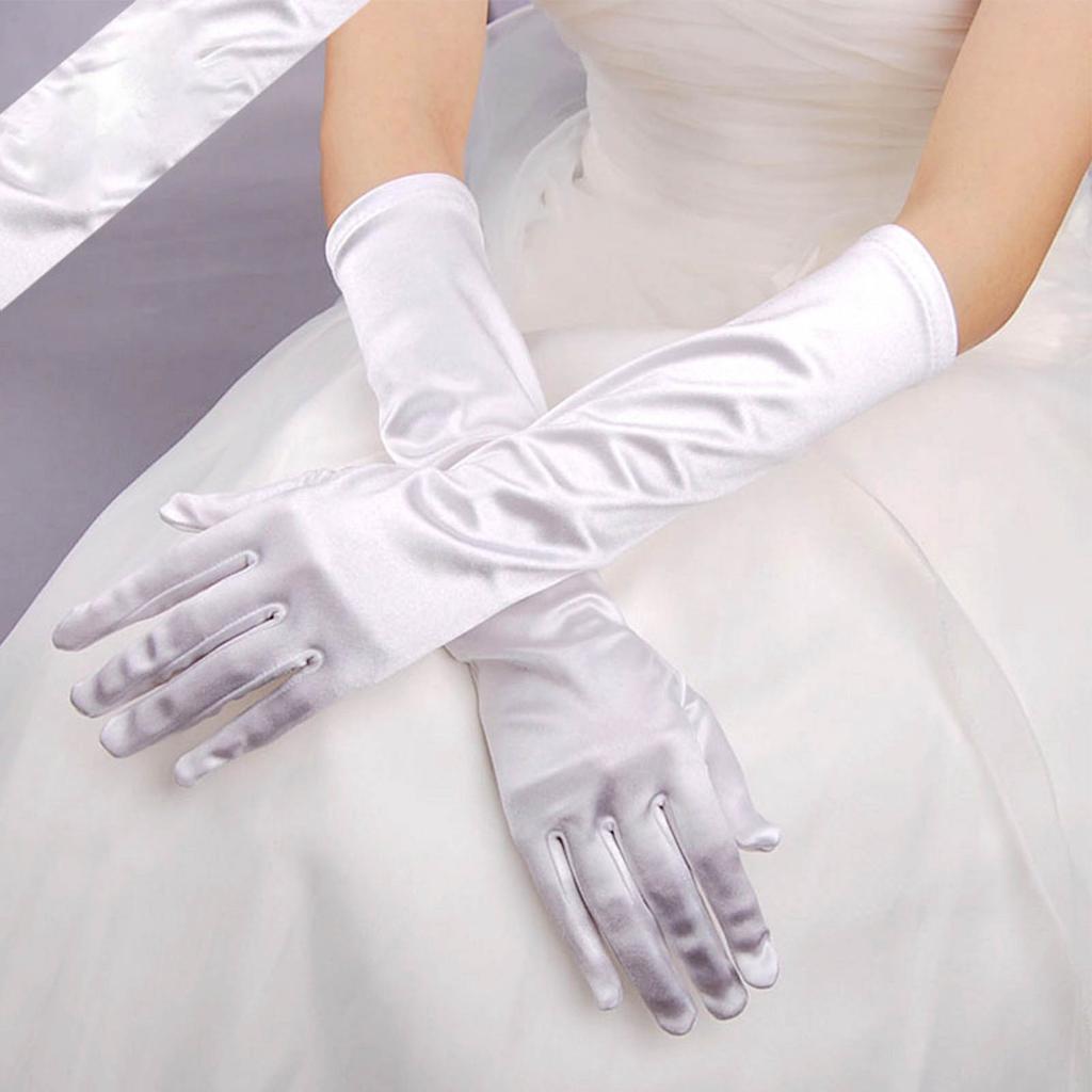 Bridal Satin Finger Gloves Long Elegant Fashionable Women Wedding Gloves for Party Performance