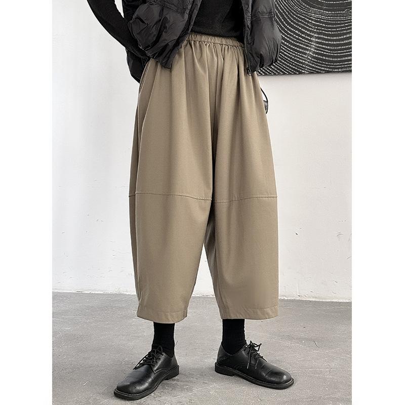 Johnature Casual Pants Women Fashion Simple Versatile Autumn Winter Solid Color Elasticated Waist Cropped Harem Pants