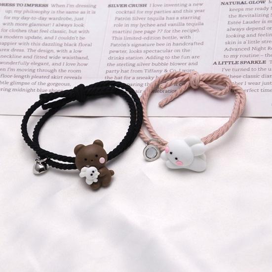 2Pcs Couple Bracelet Cartoon Magnetic Matching Lovers Wristband Jewelry Fashion Accessory for Valentine Day
