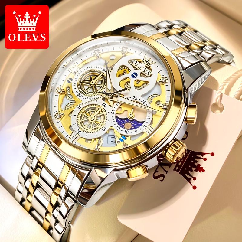 OLEVS Brand Watch Hollow Dial Single Calendar Quartz Watch Men Watch Men Watch