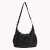Women Checkered Sling Bag Nylon Drawstring Crossbody Bag Large Capacity Pleated Cloud Shoulder Bag Shopping Date Handbag
