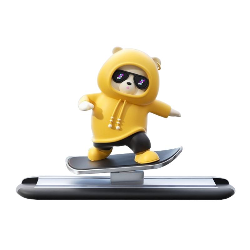 Car Interior Decorations Cute Dashboard Ornament Cartoon Skateboarding Bear Decor Car Interior Accessory Gift for Friend