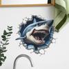 Fun-f86 Cartoon Hole Shark Toilet with Bathroom Bathroom Home Beautification Wall Sticker