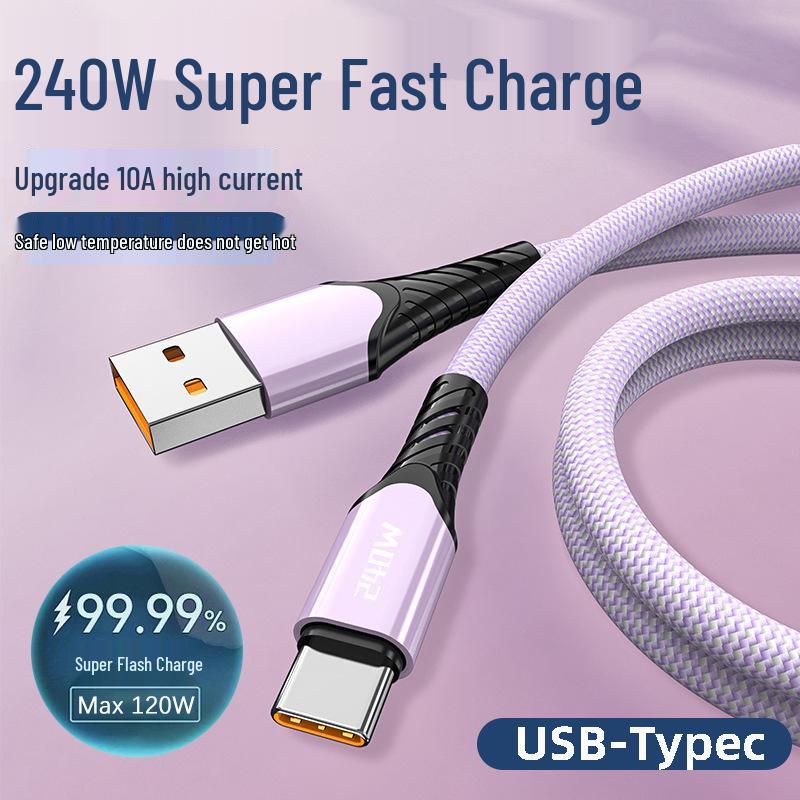 10A 240W Flash Charge Braided Cable for Huawei Honor Type-C Devices