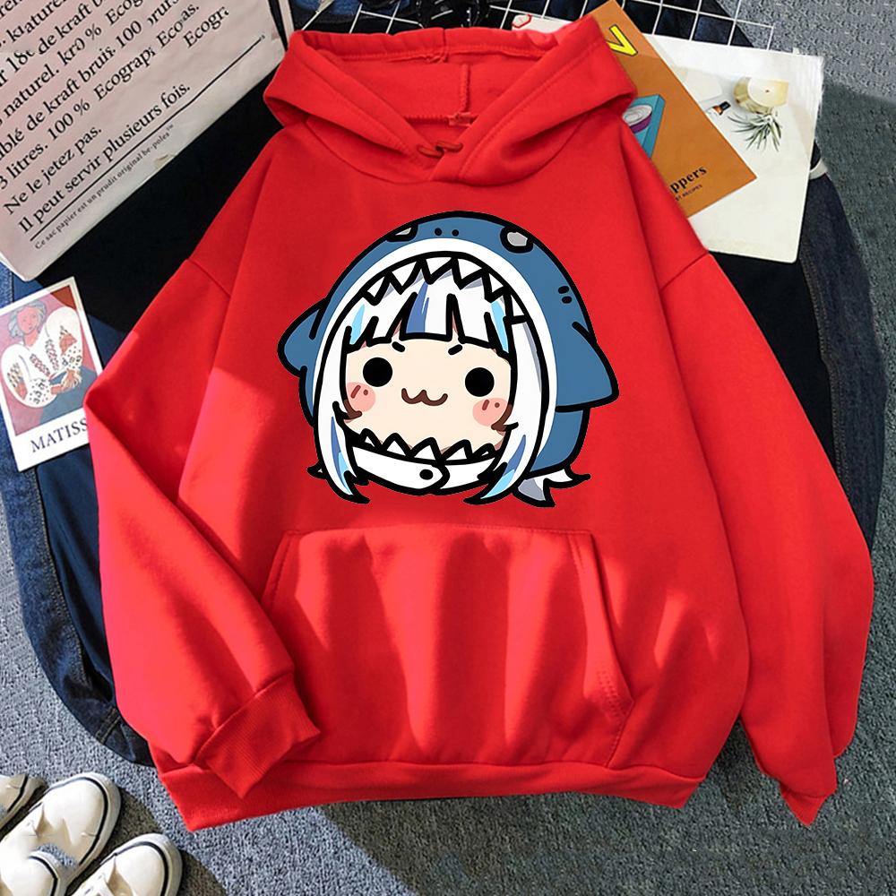 Толстовки Hololive на английском языке VTuber Gawr Gura Merch Causal Japanese Streetwear для мужчин с длинным рукавом, толстовка с капюшоном, повседневная толстовка Y2K