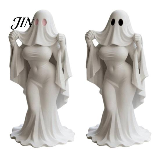 Halloween Decor Figurine Ghost Lady Ornament, Durable PLA 3D Printing Figure, Gothic Decoration Full of Mystery Collectible, for Desktop Bookshelf