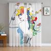 Модные цветные тюлевые шторы для девочек, для гостиной, домашнего декора, занавески для окон, кухни, прозрачные вуалевые шторы