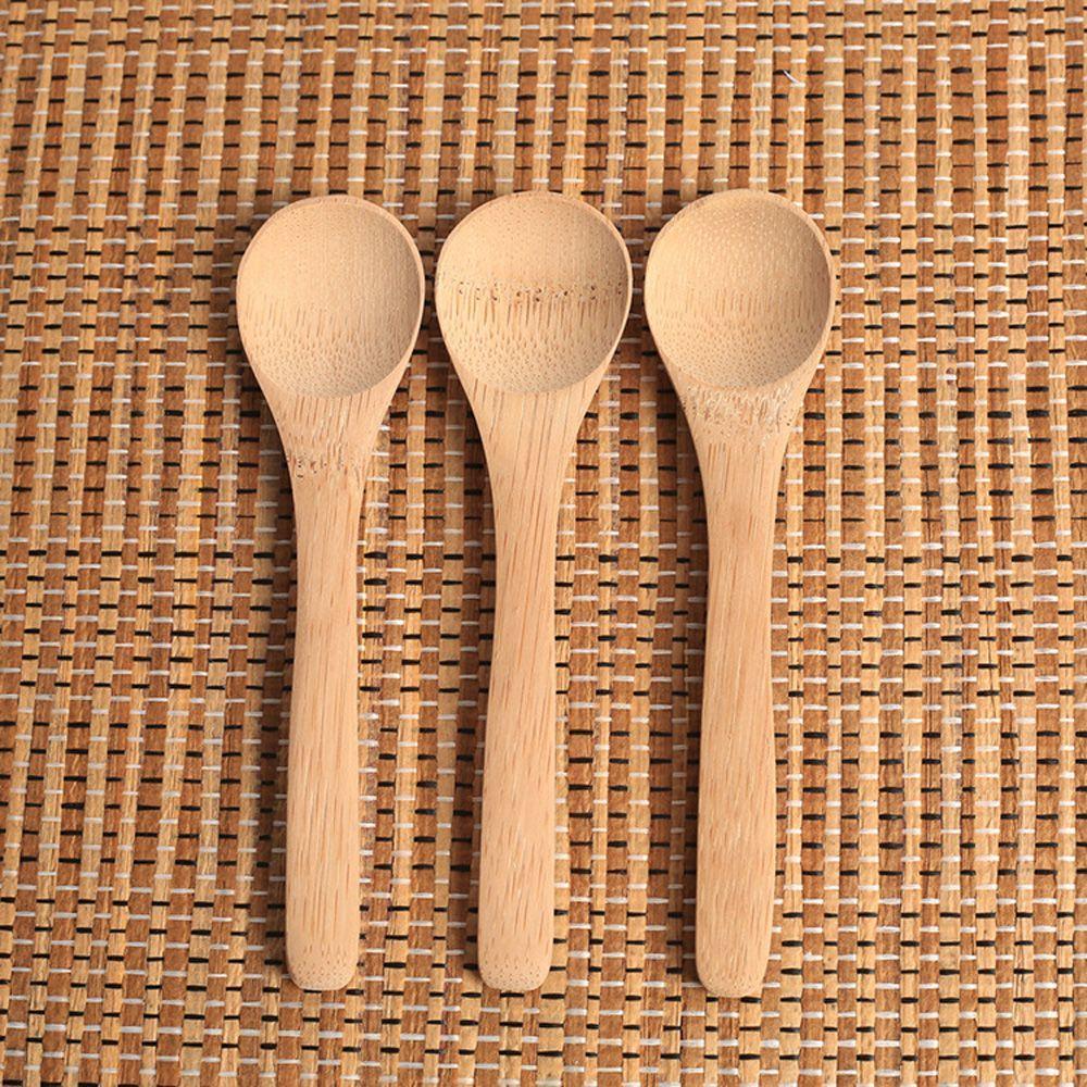 3 Pc Cutlery Soup Tea Cooking Utensil Jam Scoop Bamboo Spoon Wooden Round