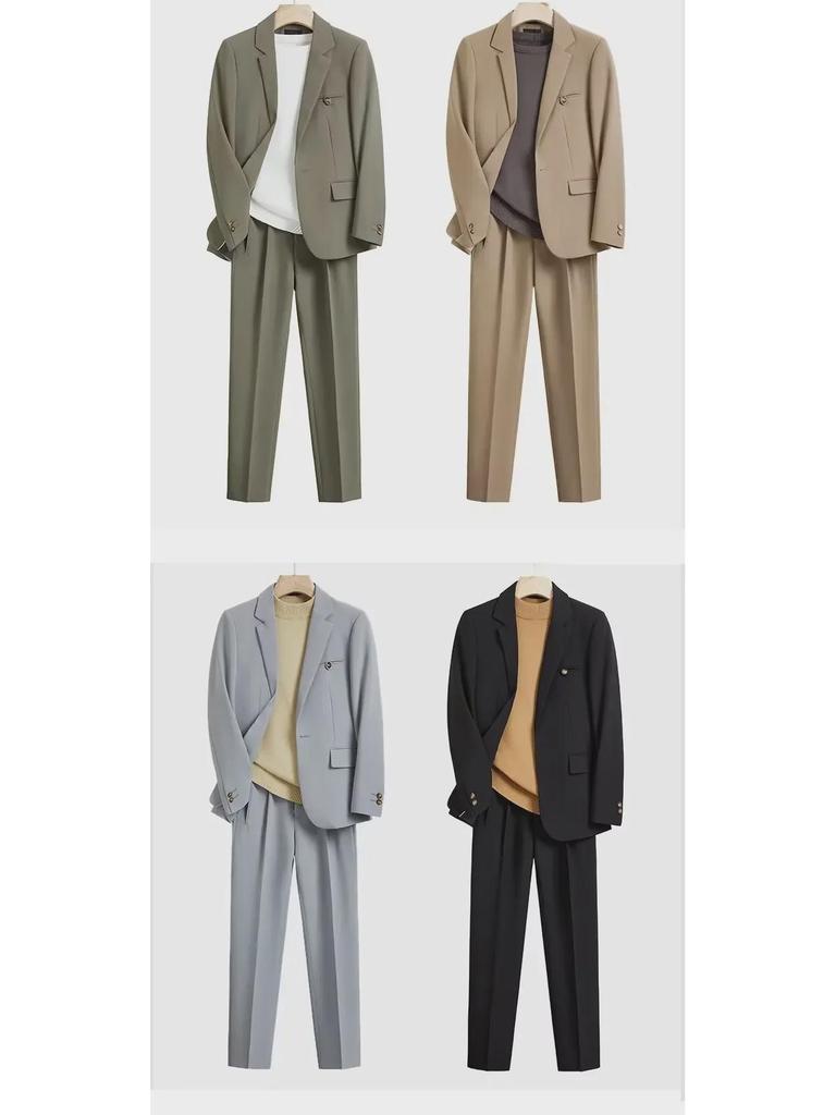 Мужские повседневные костюмы в корейском стиле высшего качества — свободные и зрелые весенне-летние куртки