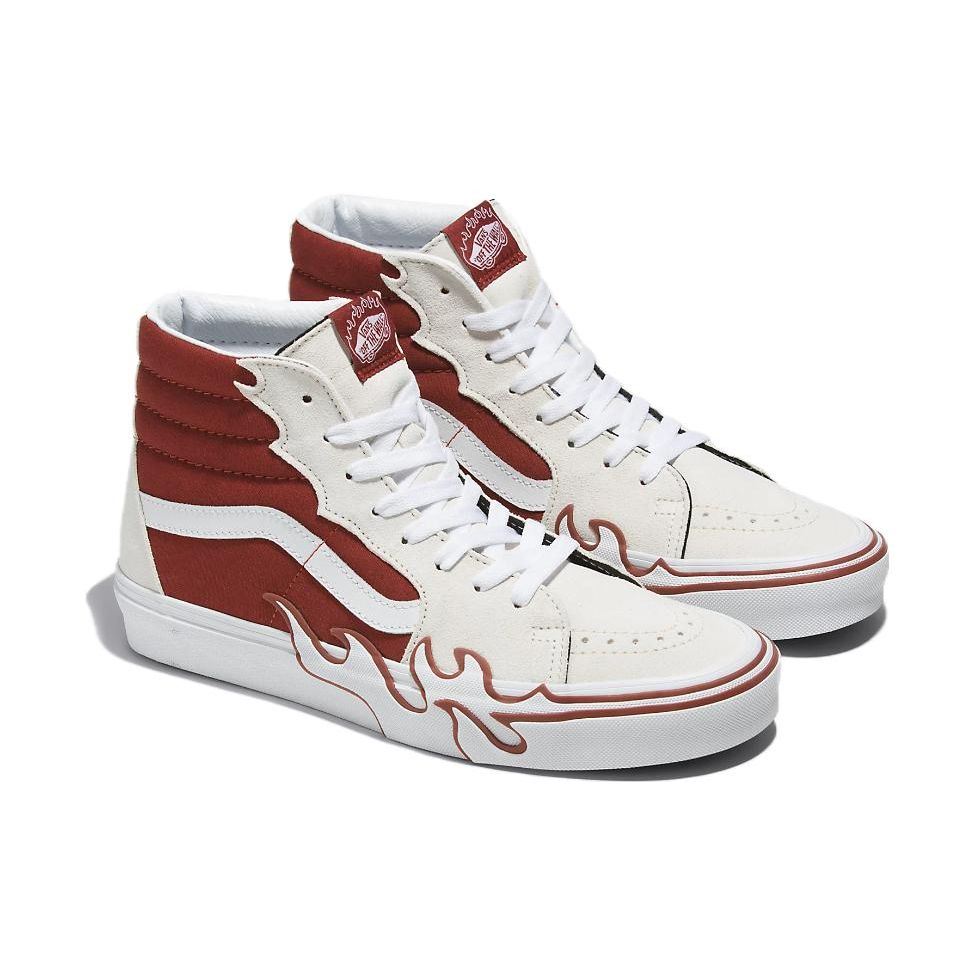 Vans Sk8-Hi Flame - Белые Бордовые Унисекс Кроссовки Красные Настоящие Белые VN0005UJZHG