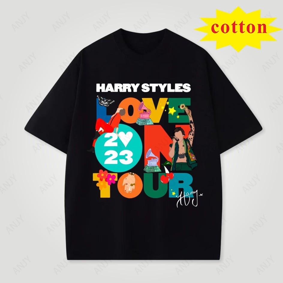 Harry Styles Love On Tour Summer Unisexs Cotton Short Sleeved Y2k Hip Hop Rock Rap Band Street Casual Comfortable Round Neck Top