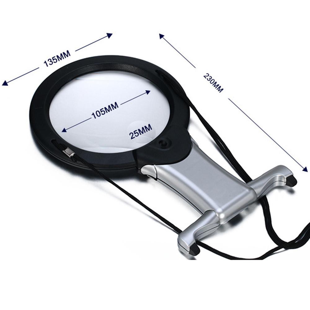 Hands Free Led Loupe Lighted Reading Magnifier Table Hanging Magnifying Glass For Seniors Sewing Cross Stitch Embroidery Repair