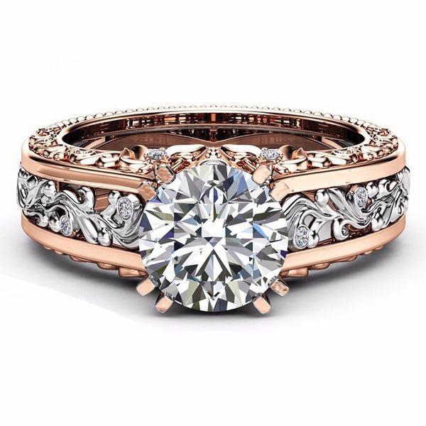 Hecheng 14k Rose Gold Zircon Women's Ring