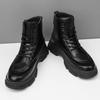 Fashion Motorcycle Boots Men's Casual Leather Shoes British Style Popular Fashion Thick Bottom High Top Hard-wearing Water Proof Boot