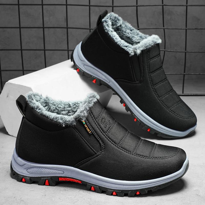 Зимние ботинки для снега, мужские повседневные ботинки без застежек, теплые меховые удобные кроссовки, нескользящие, новинка 2024 года, мужская обувь Botas Zapatos Hombre