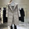 Womens Long Down Coat 90% White Duck Hooded Knee-Length Winter Jacket Cold Weather