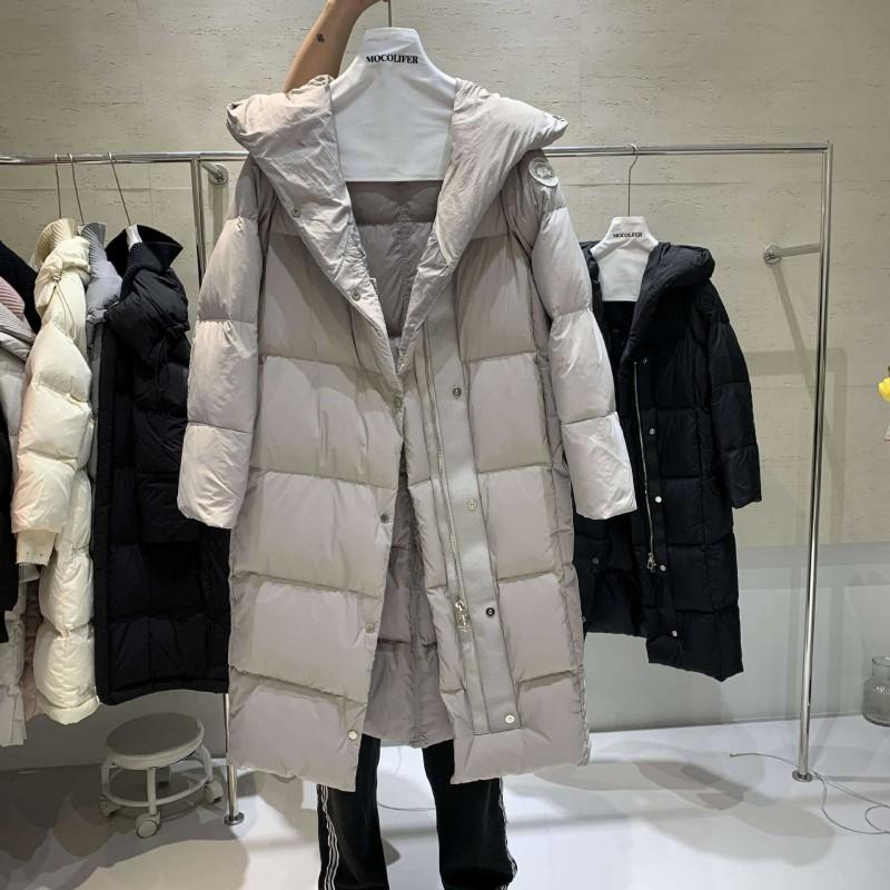 Womens Long Down Coat 90% White Duck Hooded Knee-Length Winter Jacket Cold Weather
