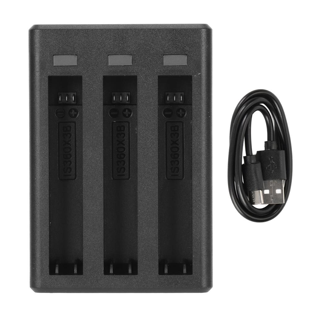 Battery Charger Hub for Insta 360 X3 3 Channel Quick Battery Charging Storage Station with USB Type C Cable